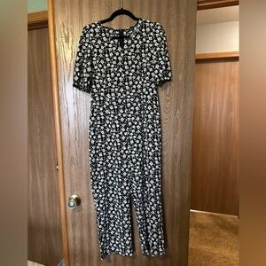 Floral Black and White Jumpsuit